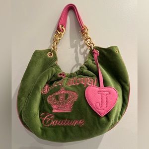 Vintage Juicy Couture Green & Pink Terrycloth Hobo Bag